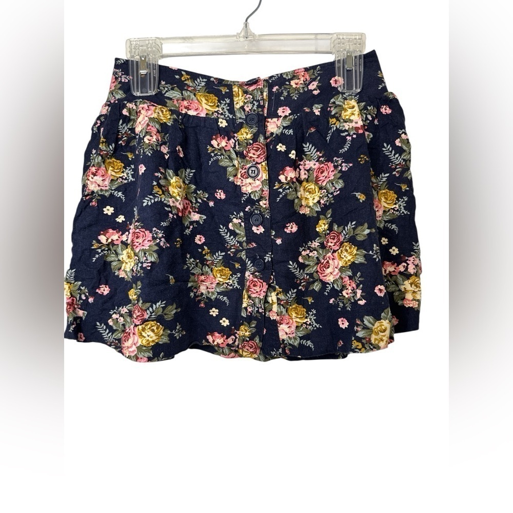 Forever 21 Floral Button-Up Mini Skirt Linen Blend Medium